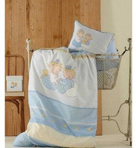 Постельное белье для новорожденных Karaca Home Mini перкаль голубой фото