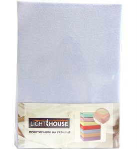 Простынь на резинке LightHouse махровая голубой фото