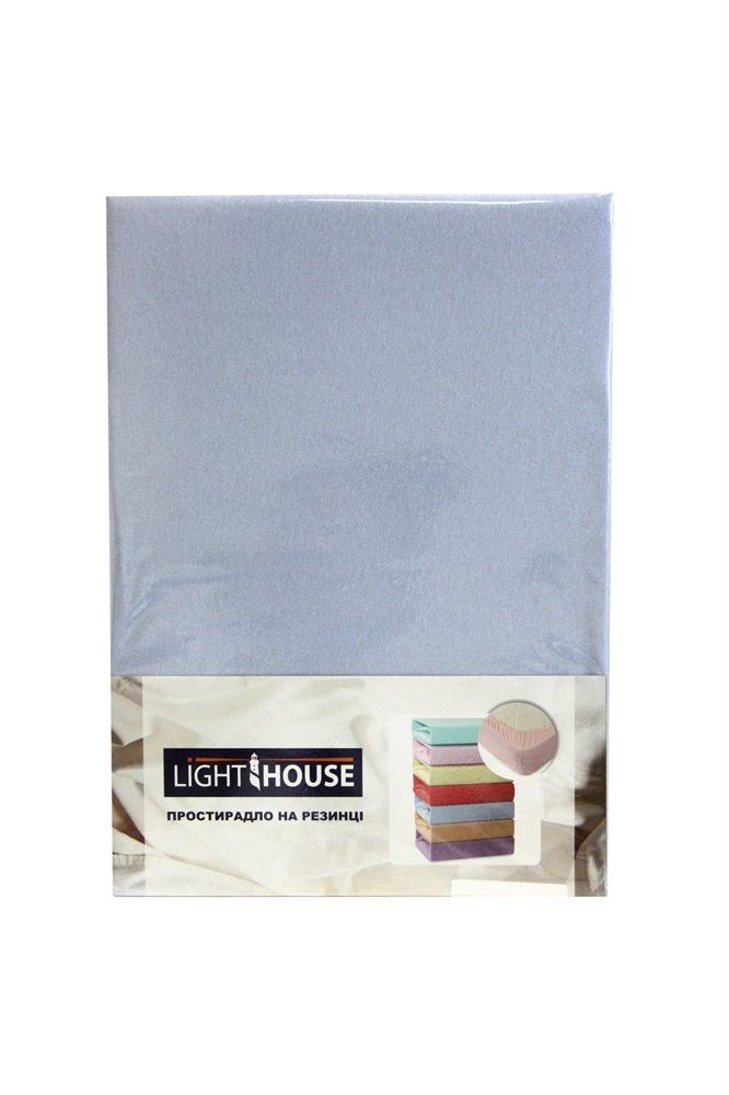 Простынь на резинке LightHouse трикотажная голубой фото