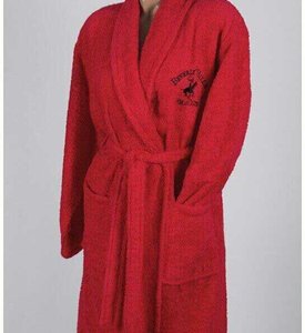 Жіночий махровий халат на поясі Beverly Hills Polo Club 355BHP1711 red красный L/XL