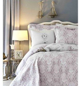 Набор постельного белья с покрывалом Karaca Home Quatre delux murdum 2019-2 фиолетовый - евро: хлопок, ранфорс