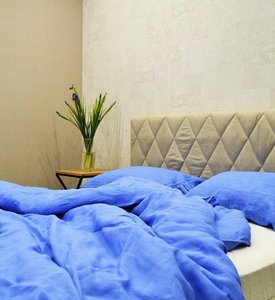 Льняное постельное белье Beik-Morandi Milfey Blue, Двуспальный Евро