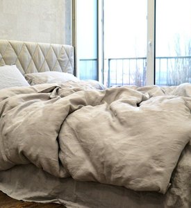 Льняное постельное белье Beik-Morandi Milfey Grey, Двуспальный Евро