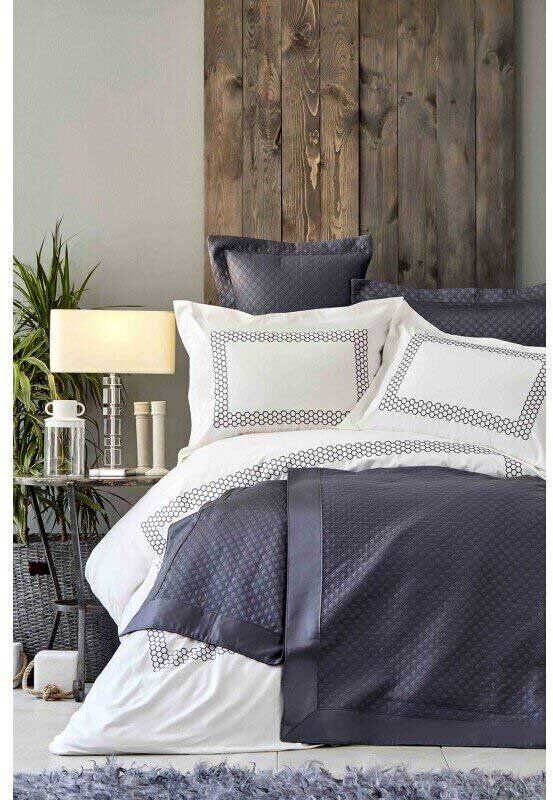 Набор постельного белья с покрывалом Karaca Home Sophia gri 2019-1 серый фото