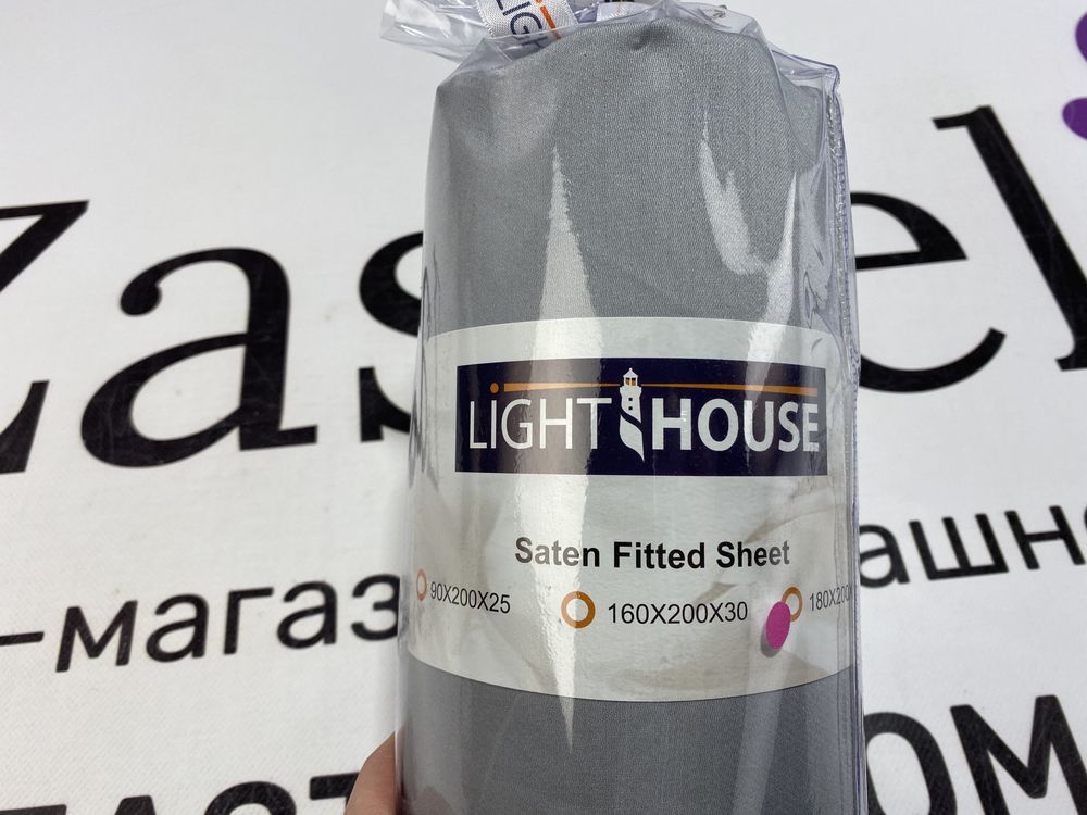 Простыня на резинке LightHouse сатин серый фото