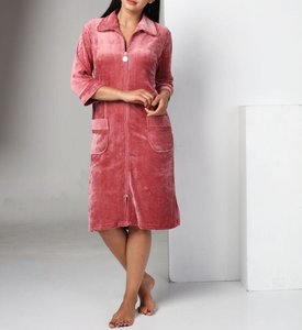 Женский велюровый халат бамбуковый на молнии Nusa NS 0321 murdum L/XL
