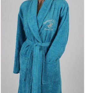 Женский махровый халат на поясе Beverly Hills Polo Club 355BHP1712 turquoise бирюзовый XS/S