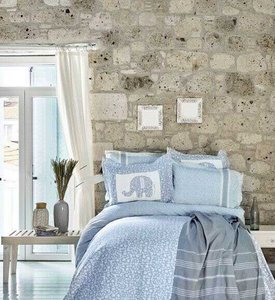 Набор постельного белья с покрывалом и пледом Karaca Home Zilonis mavi 2019-2 голубой, Двуспальный Евро
