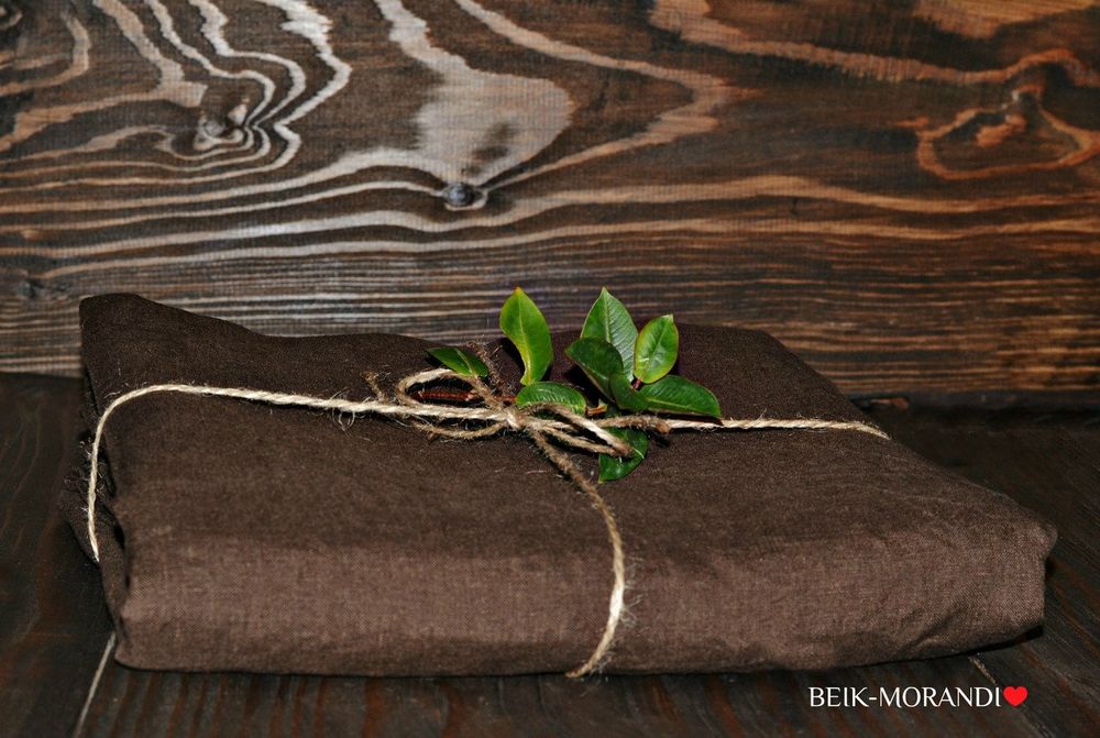 Простынь Beik-Morandi льняная коричневая фото