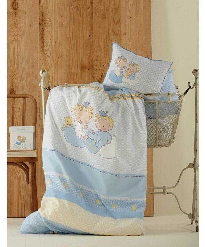 Постельное белье для новорожденных Karaca Home Mini перкаль голубой фото
