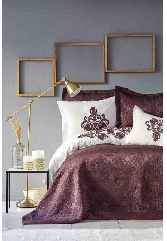 Набор постельного белья с покрывалом Karaca Home Diana bordo 2019-2 бордовый фото
