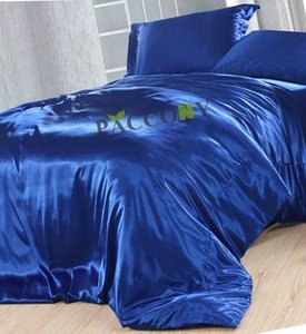 Атласное постельное белье на резинке полуторное Moka Textile Электросинее 10% хлопок, 20% вискоза, 70% полиэстер