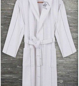 Женский махровый халат на поясе Beverly Hills Polo Club 355BHP1715 grey серый XS/S