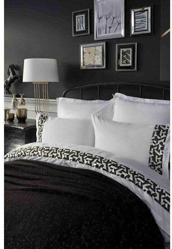 Набор постельного белья с пледом Karaca Home Blaze siyah 2019-1 черный фото