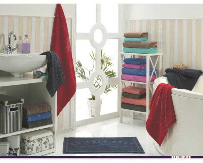 Набор 4 полотенца и коврик U.S. Polo Assn Bradenton голубой/кофейный фото