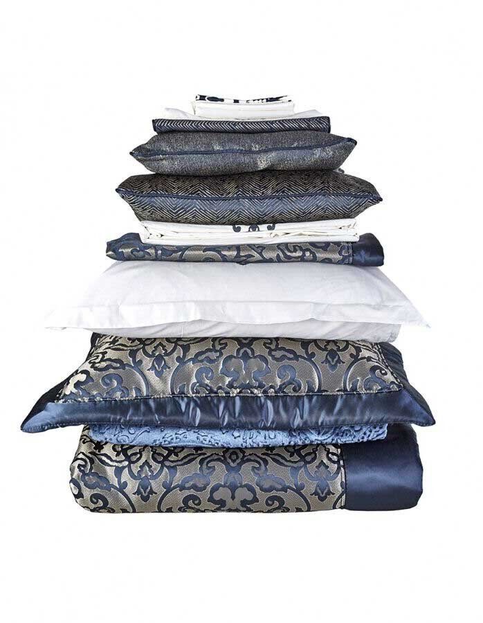 Набор постельного белья с покрывалом + плед Karaca Home Camilla indigo 2020-2 фото