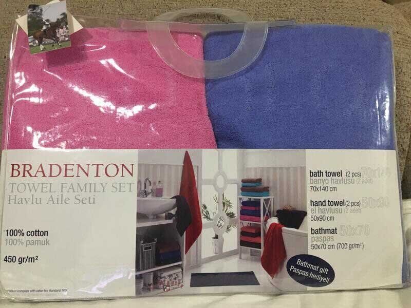 Набір 4 рушники і килимок US Polo Assn Bradenton рожевий/блакитний фото