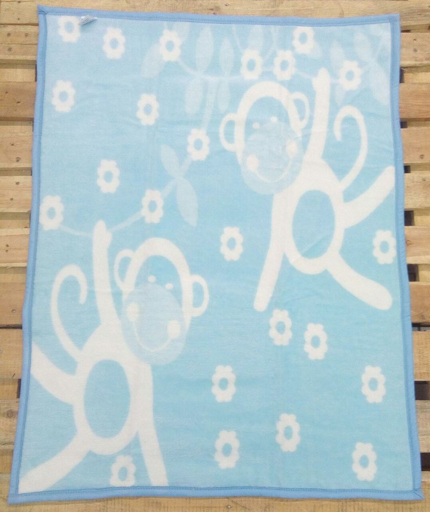 Плед-одеяло детский Zeron Обезьянки акрил голубой фото