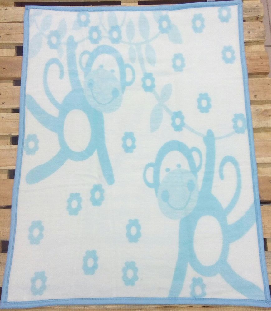 Плед-одеяло детский Zeron Обезьянки акрил голубой фото