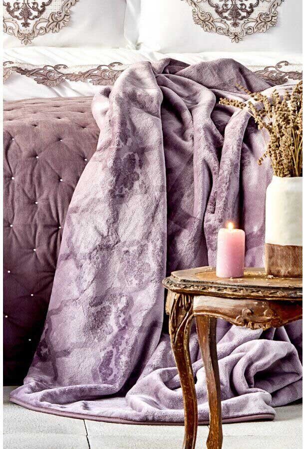 Набор постельного белья с покрывалом + плед Karaca Home Chester murdum 2020-1 фото