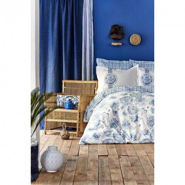 Постельное белье летнее (пике) Karaca Home Felinda mavi 2019-2 голубой фото