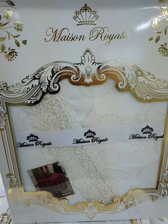 Скатерть Maison Royal К.Д.К. Gri круглая кружево фото