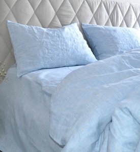 Льняное постельное белье Beik-Morandi Loft Light Blue, Двуспальный Евро