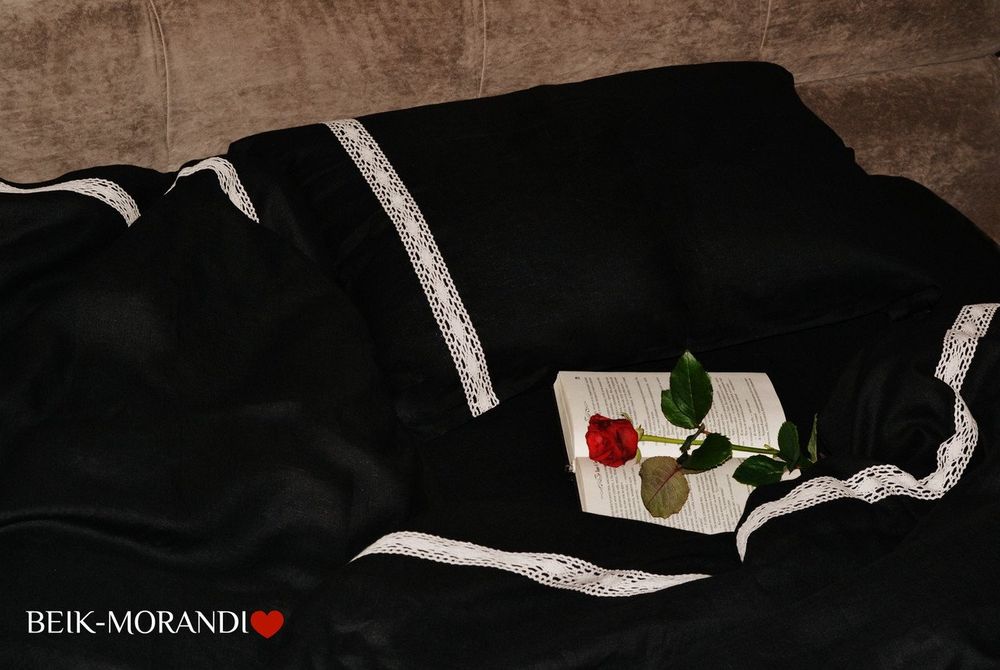Постельное белье Beik-Morandi льняное черное фото