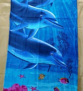 Пляжное полотенце махровое 75 х 150 Дельфины 400 г/м2