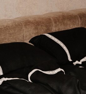 Льняное постельное белье Beik-Morandi льняное черное, Семейный