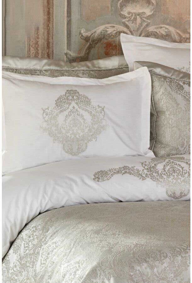 Набор постельного белья с покрывалом + плед Karaca Home Eldora gri 2020-1 фото