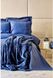 Постельное белье сатин на резинке с покрывалом и пледом Евро Karaca Home Infinity lacivert 2020-1 - фото