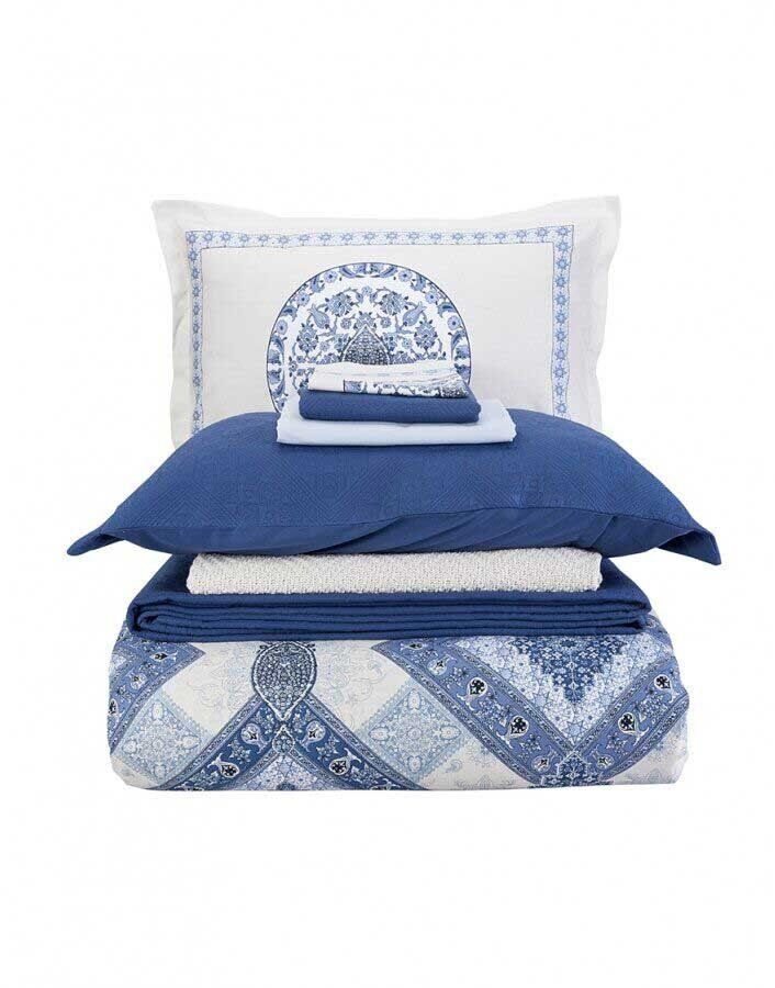 Набор постельного белья с покрывалом + плед Karaca Home Levni mavi 2020-1 фото