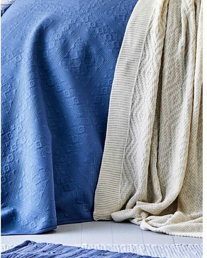 Набор постельного белья с покрывалом + плед Karaca Home Levni mavi 2020-1 фото