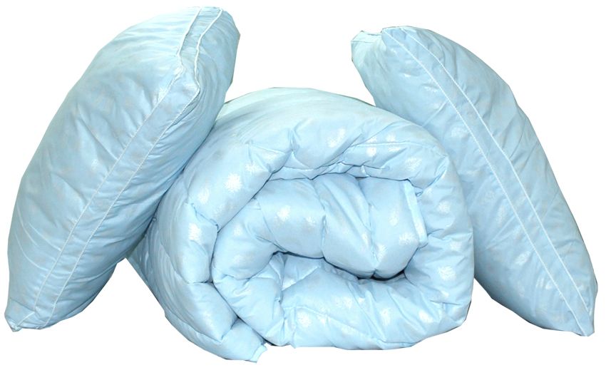 Одеяло TAG лебяжий пух Голубое + подушки 50х70 фото