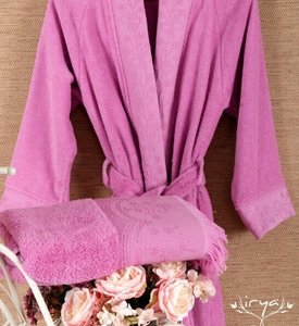 Жіночий махровий халат на поясі Irya Sense Fusya довгий L/XL