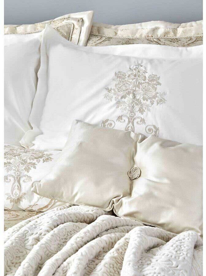 Набор постельного белья с покрывалом + плед Karaca Home Mihrimah gold 2020-2 фото