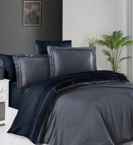Постільна білизна "first choice" 200x220 dark grey/navy blue фото