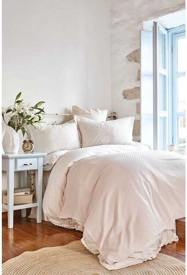 Набор постельного белья с покрывалом пике Karaca Home Elonora pudra 2020-1 фото