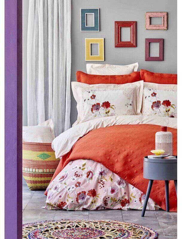 Набор постельного белья с покрывалом Karaca Home Elia pembe 2020-1 розовый фото