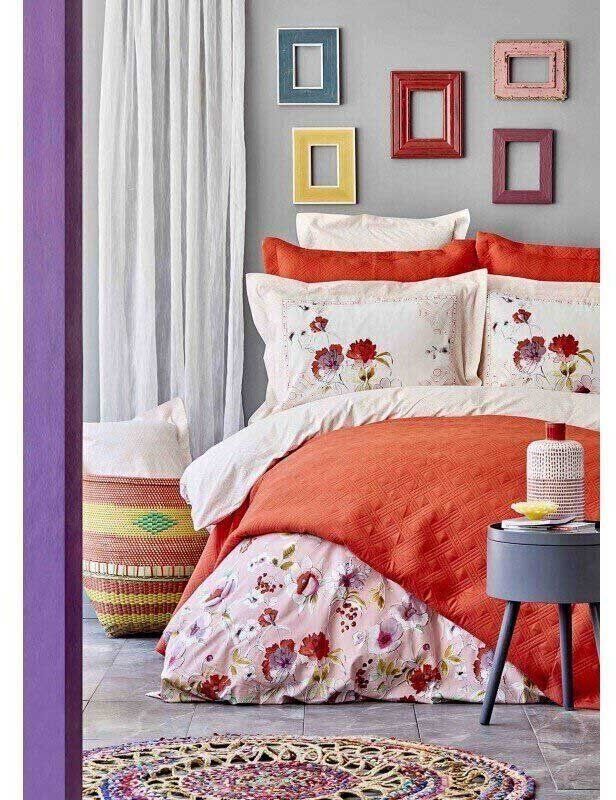 Набор постельного белья с покрывалом Karaca Home Elia pembe 2020-1 розовый фото