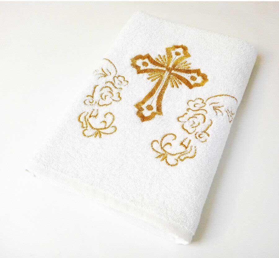 Крижма для хрещення Lotus вишивка Білий з золотом фото