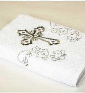 Крижма для хрещення Lotus вишивка Білий зі сріблом - 70x140 см
