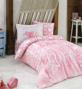 Подростковое постельное белье Hobby Poplin Love розовый 100% хлопок