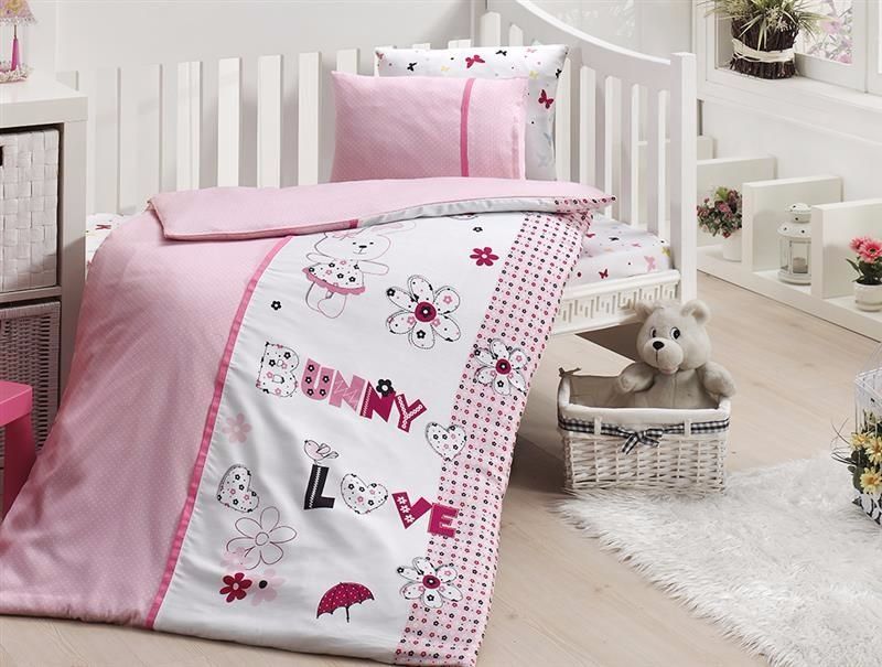 Постільна білизна First choice сатин в дитяче ліжечко Love Bunny фото