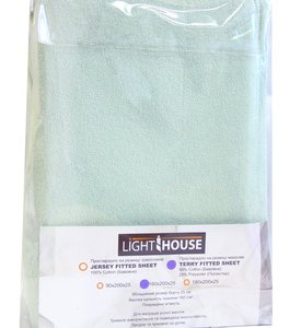 Махровая простынь на резинке LightHouse мятный полуторная, 160 х 200 + 25 см