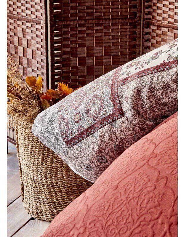 Набор постельного белья с покрывалом и пледом Karaca Home Maryam bordo 2020-1 бордовый фото