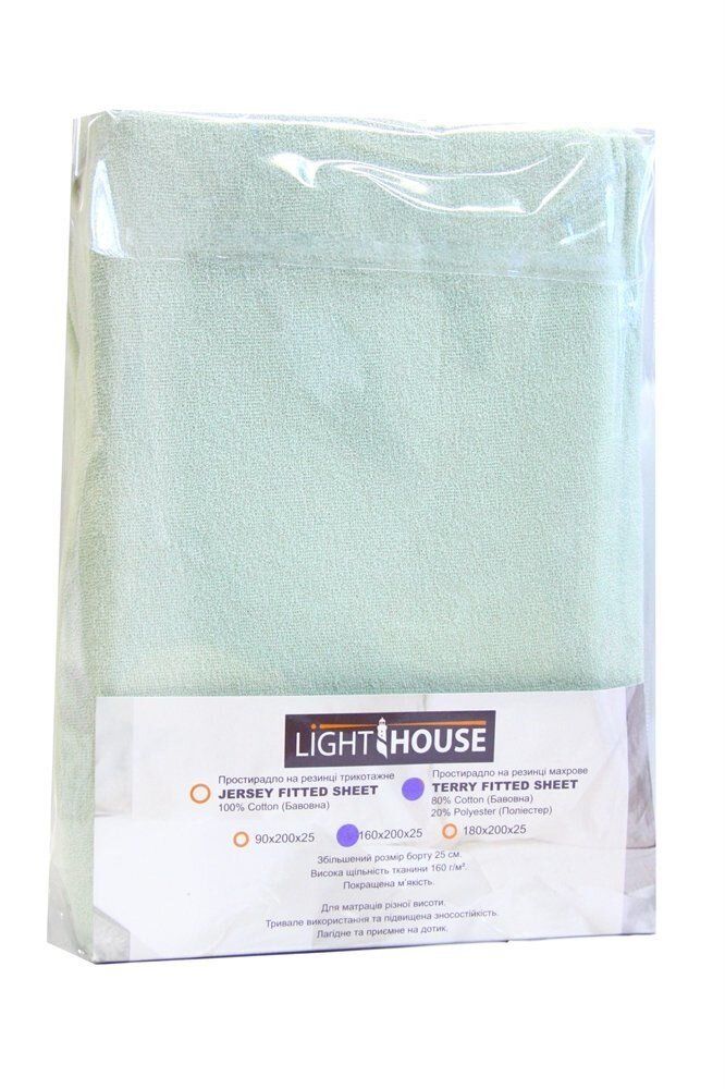Простынь на резинке LightHouse махровая мятный фото