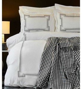 Набор постельного белья с покрывалом Karaca Home Bourbon siyah 2018-1 черный - евро: хлопок, сатин