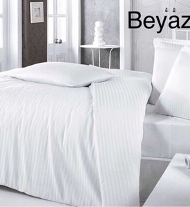 Постільна білизна готельна сатин-страйп сімейна Altinbasak BEYAZ 100% бавовна